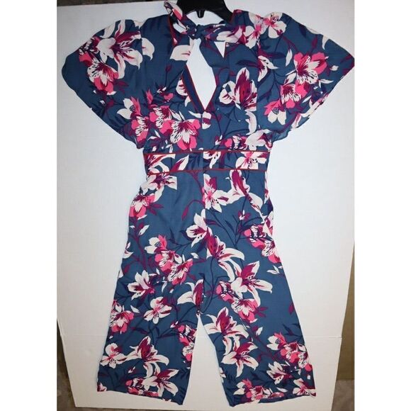 Adelyn Rae 5970298 Women's Sz XS Blue Multi Floral Print Shayne Jumpsuit $108 - Picture 6 of 12